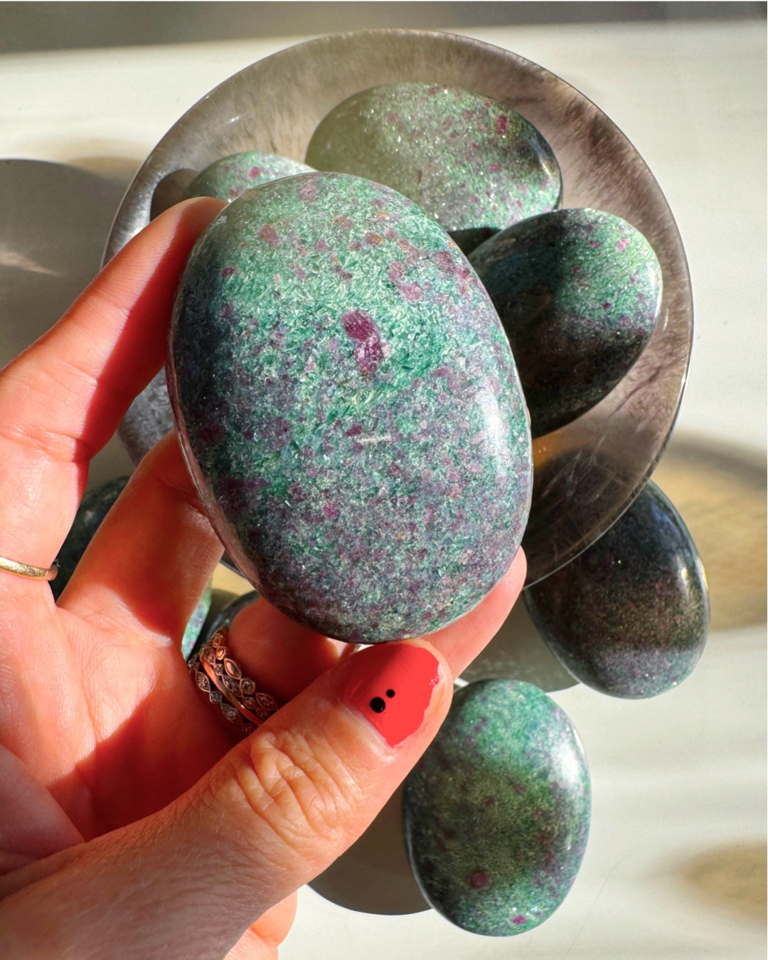 Ruby in Fuchsite with Blue Kyanite Palm Stones - Baltic Mermaid