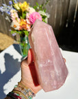 Rose Quartz Tower w/ Iron Inclusions