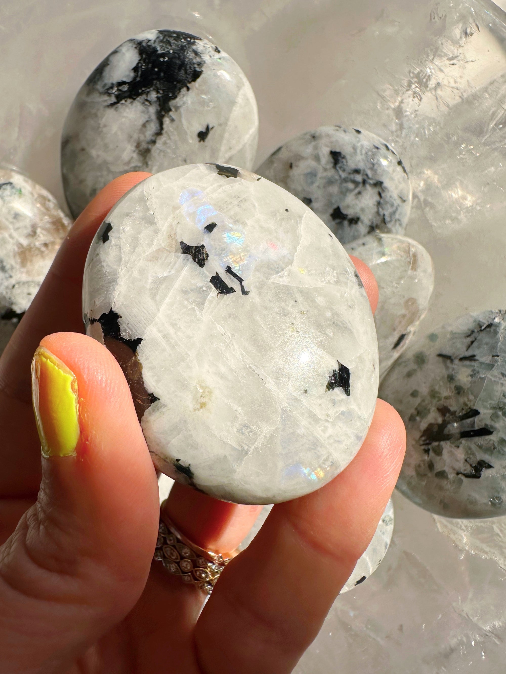 Rainbow Moonstone Palm Stones