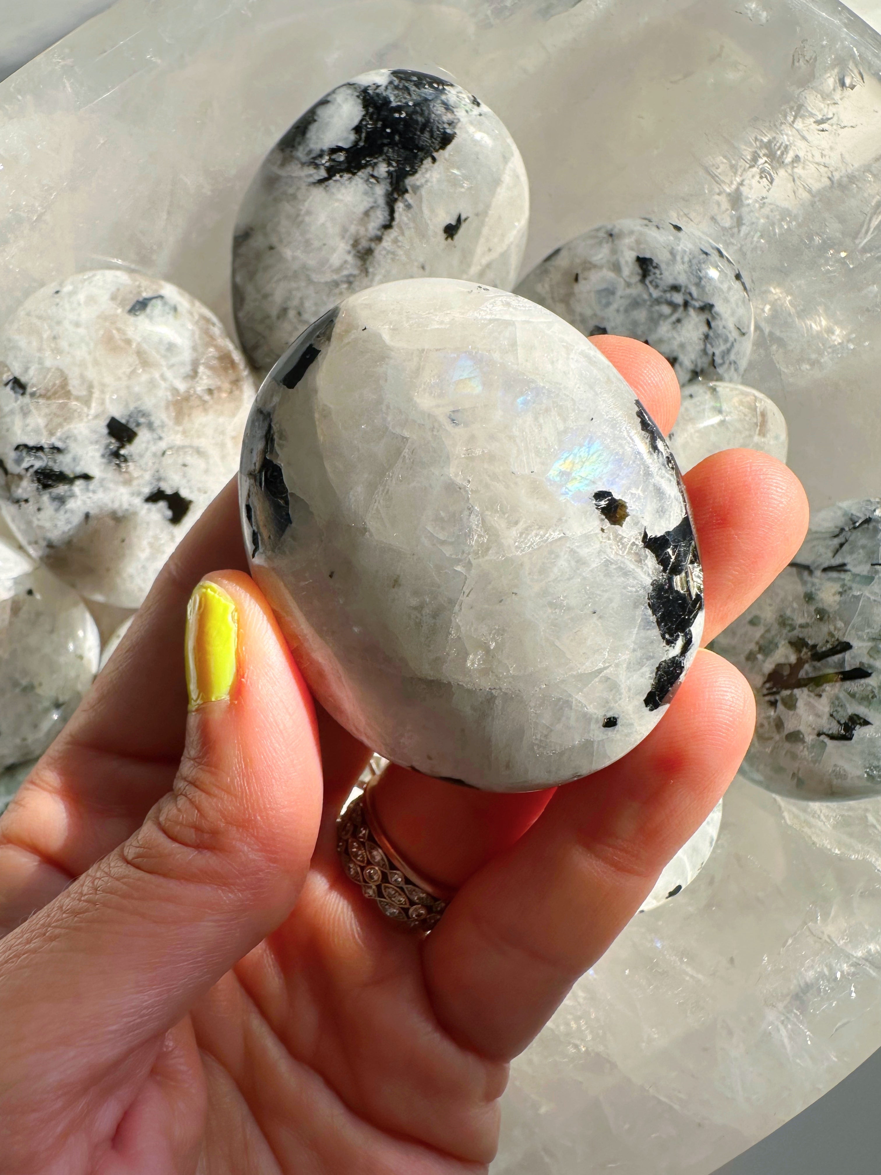 Rainbow Moonstone Palm Stones - Baltic Mermaid