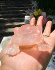 Hand Carved Rose Quartz Frog