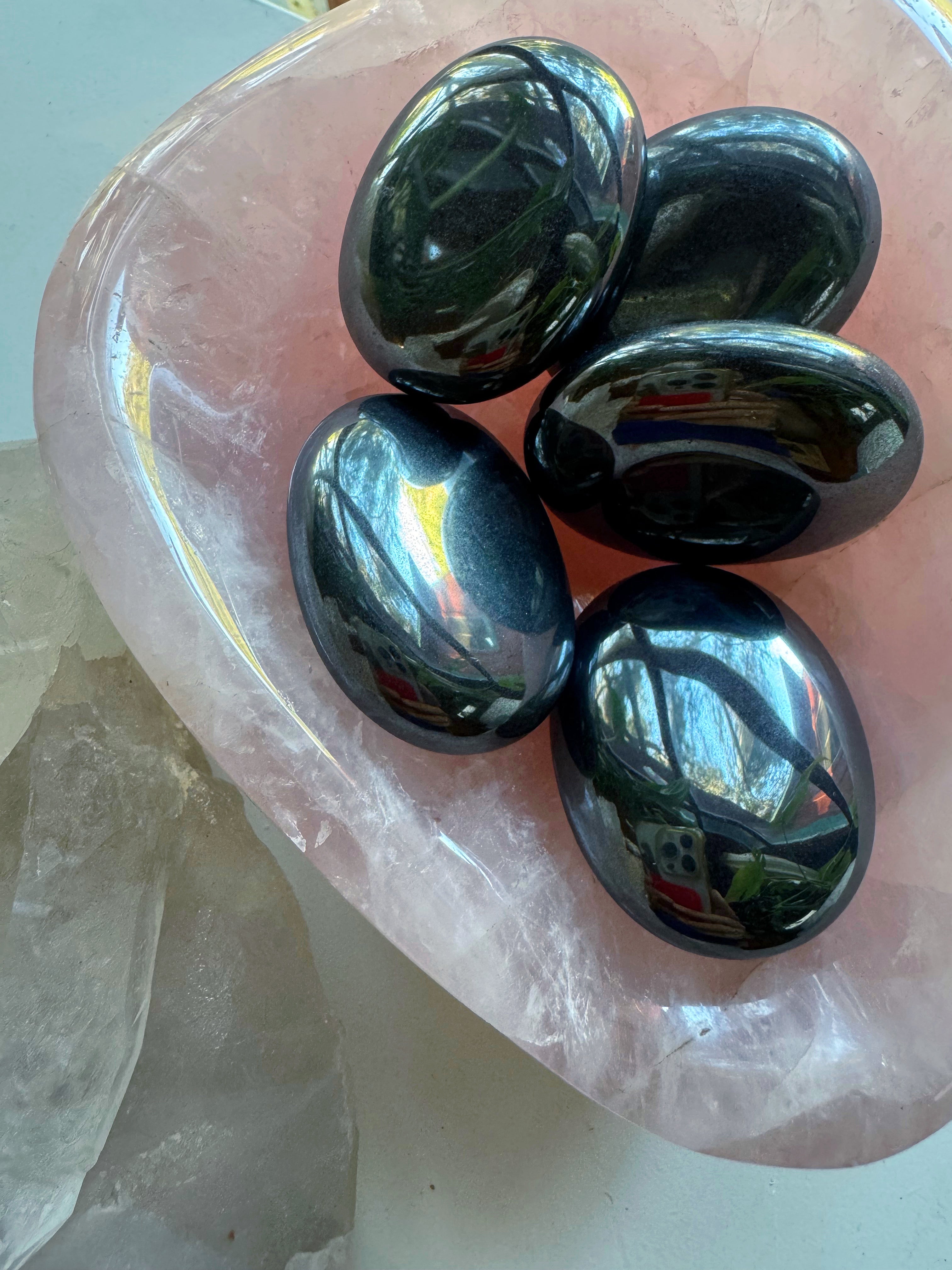 Hematite Palm Stones Baltic Mermaid