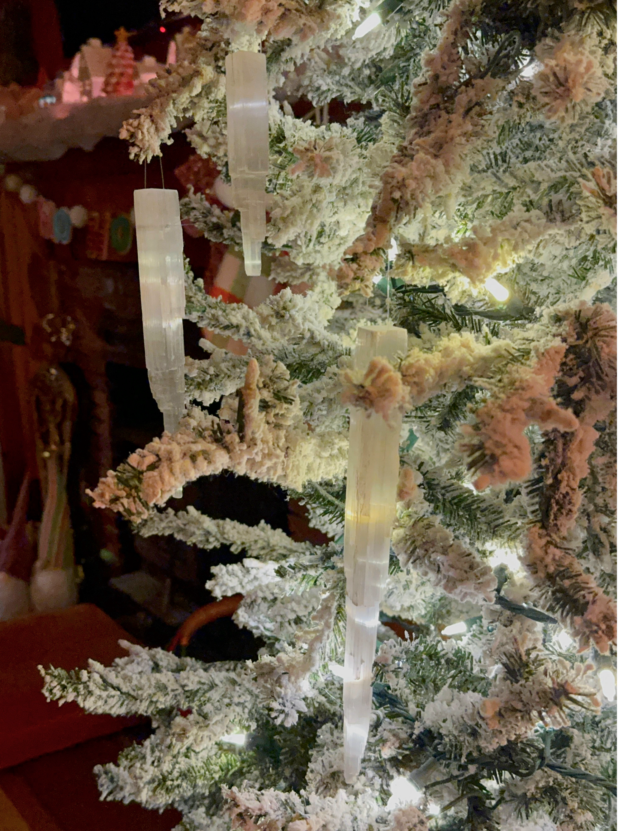 Selenite Icicle Ornaments - Set of 3