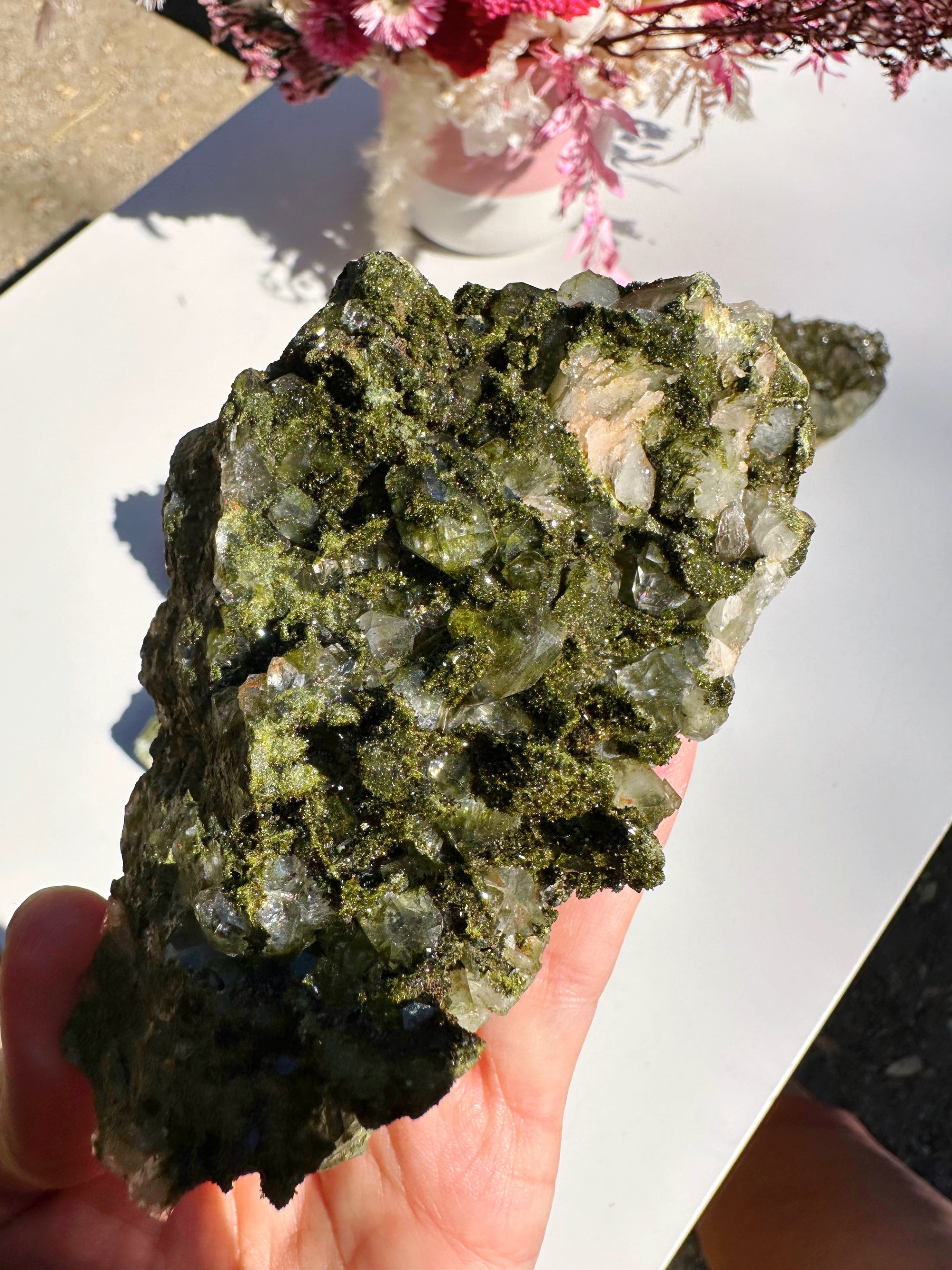 Epidote Quartz Cluster