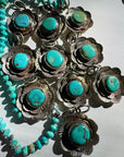 “Chelsea” - Turquoise & Sterling Silver Necklace w/ Flower  Pendant