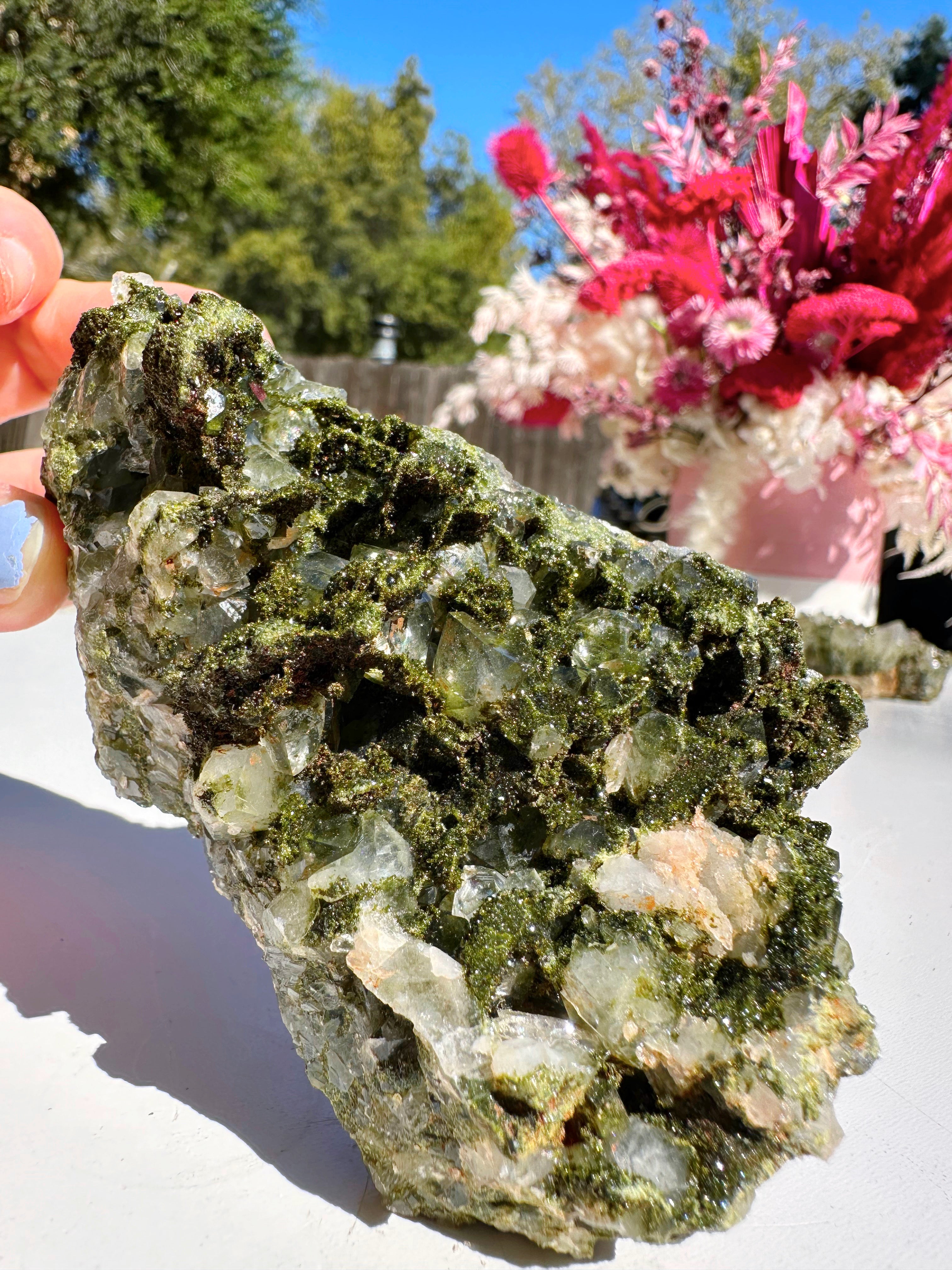 Epidote Quartz Cluster - Baltic Mermaid