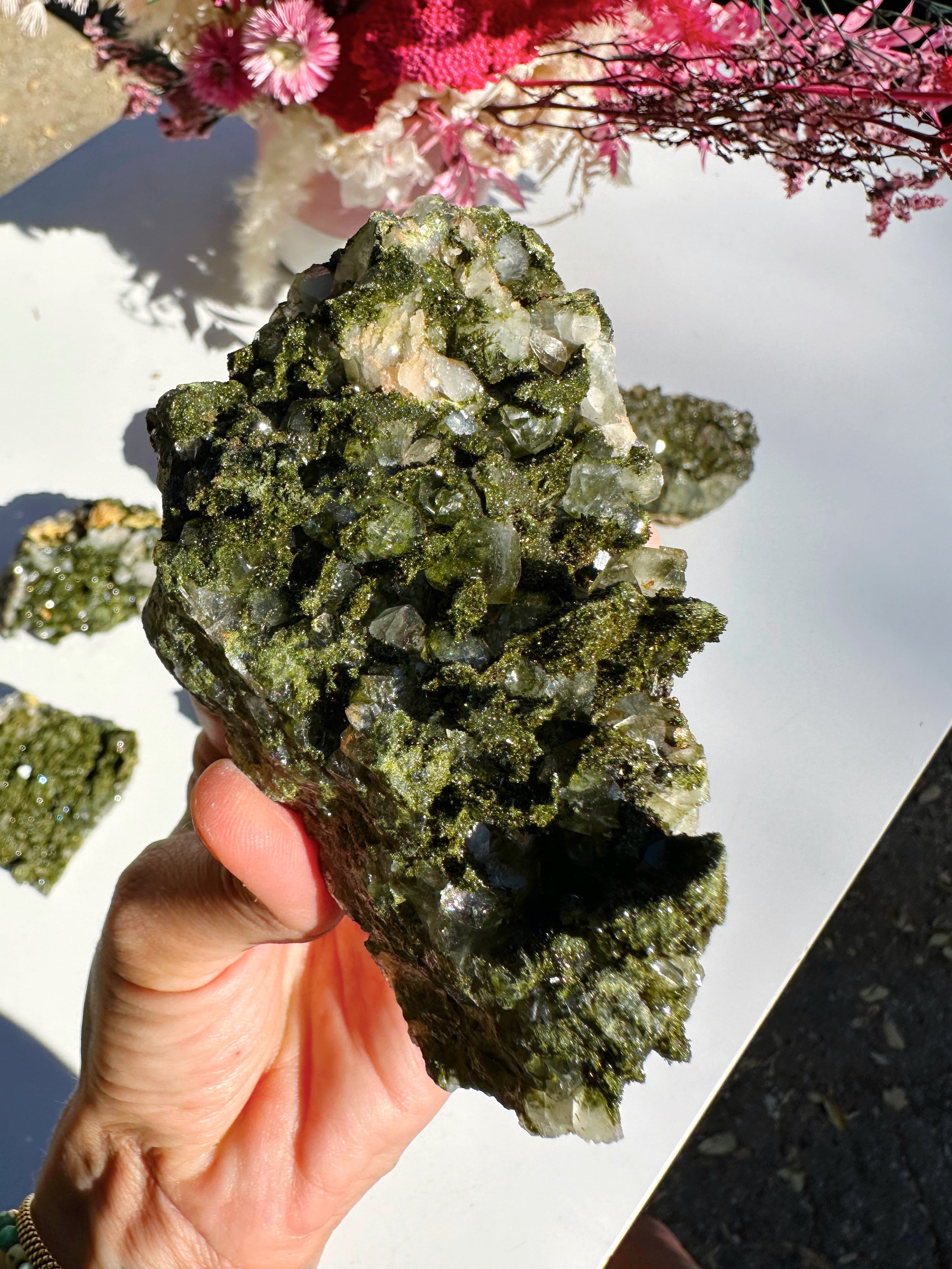Epidote Quartz Cluster - Baltic Mermaid