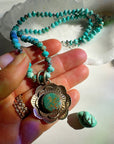 “Chelsea” - Turquoise & Sterling Silver Necklace w/ Flower  Pendant