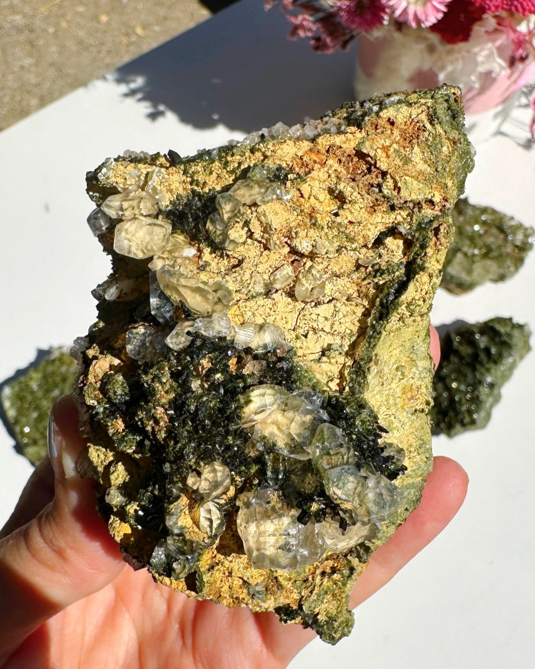 Epidote Quartz Cluster - Baltic Mermaid