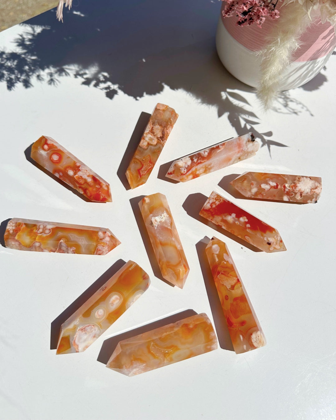 Carnelian Flower Agate Towers