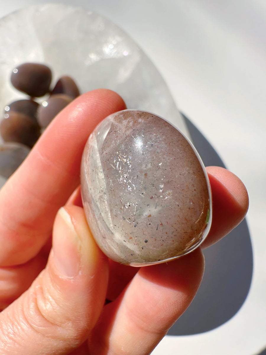 Sunstone & Peach Moonstone Palm Stone - D