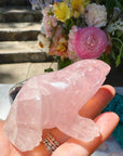 Hand Carved Rose Quartz Frog