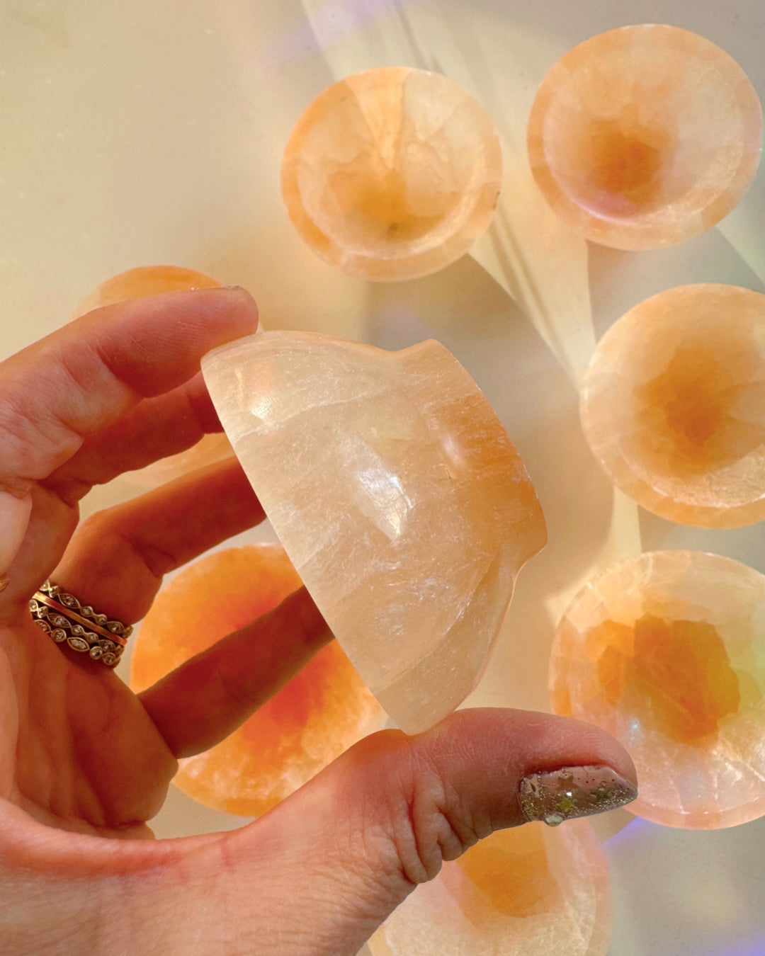 Peach Selenite Lil Bowls