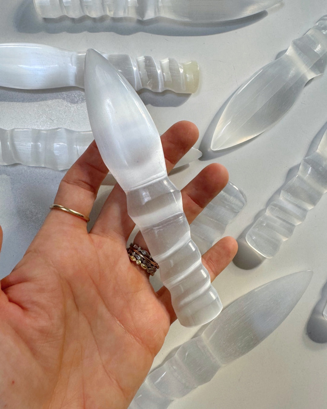 Selenite Dagger - Small Twisted Handle - Baltic Mermaid