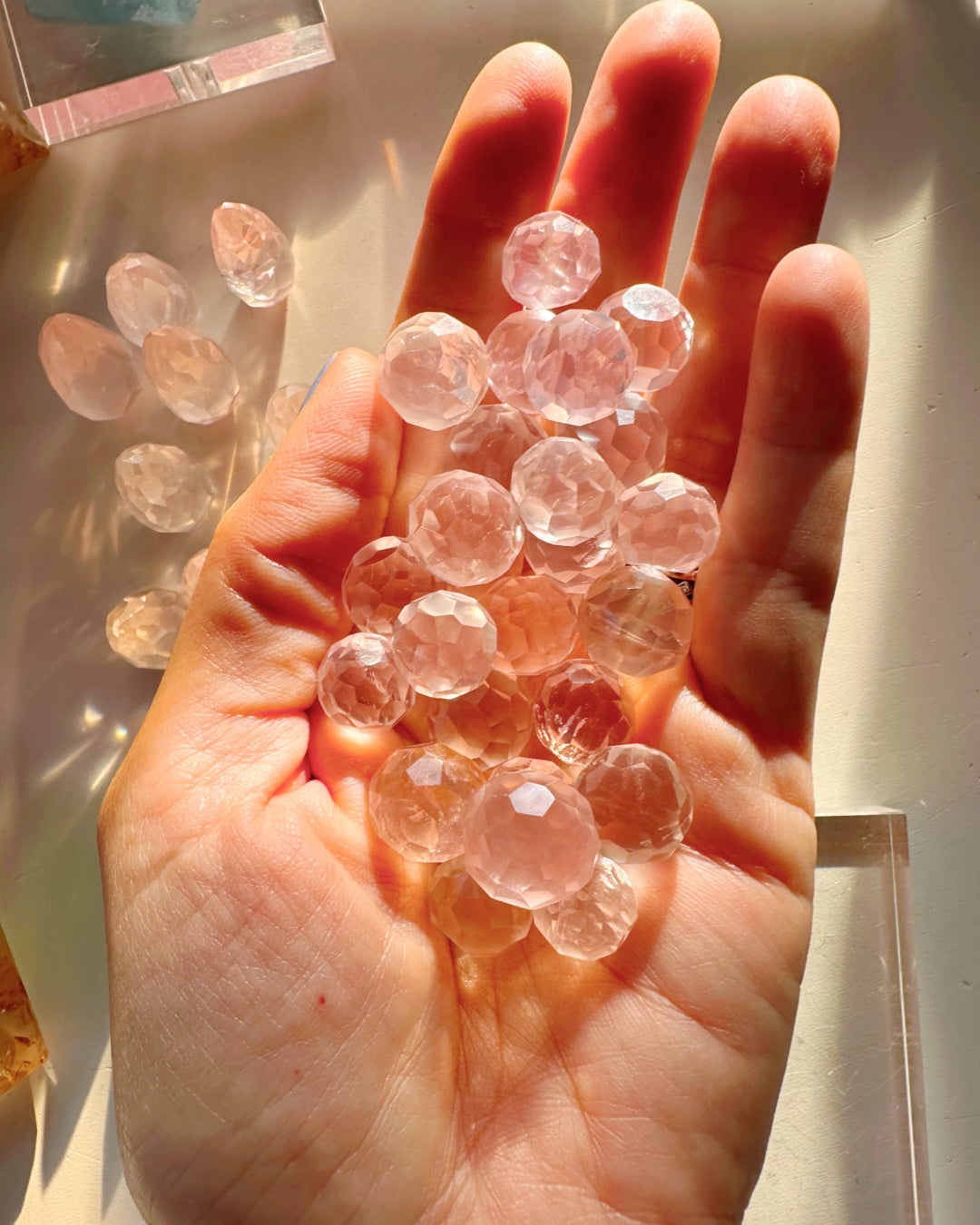 Mini Faceted Rose Quartz Sphere - Baltic Mermaid