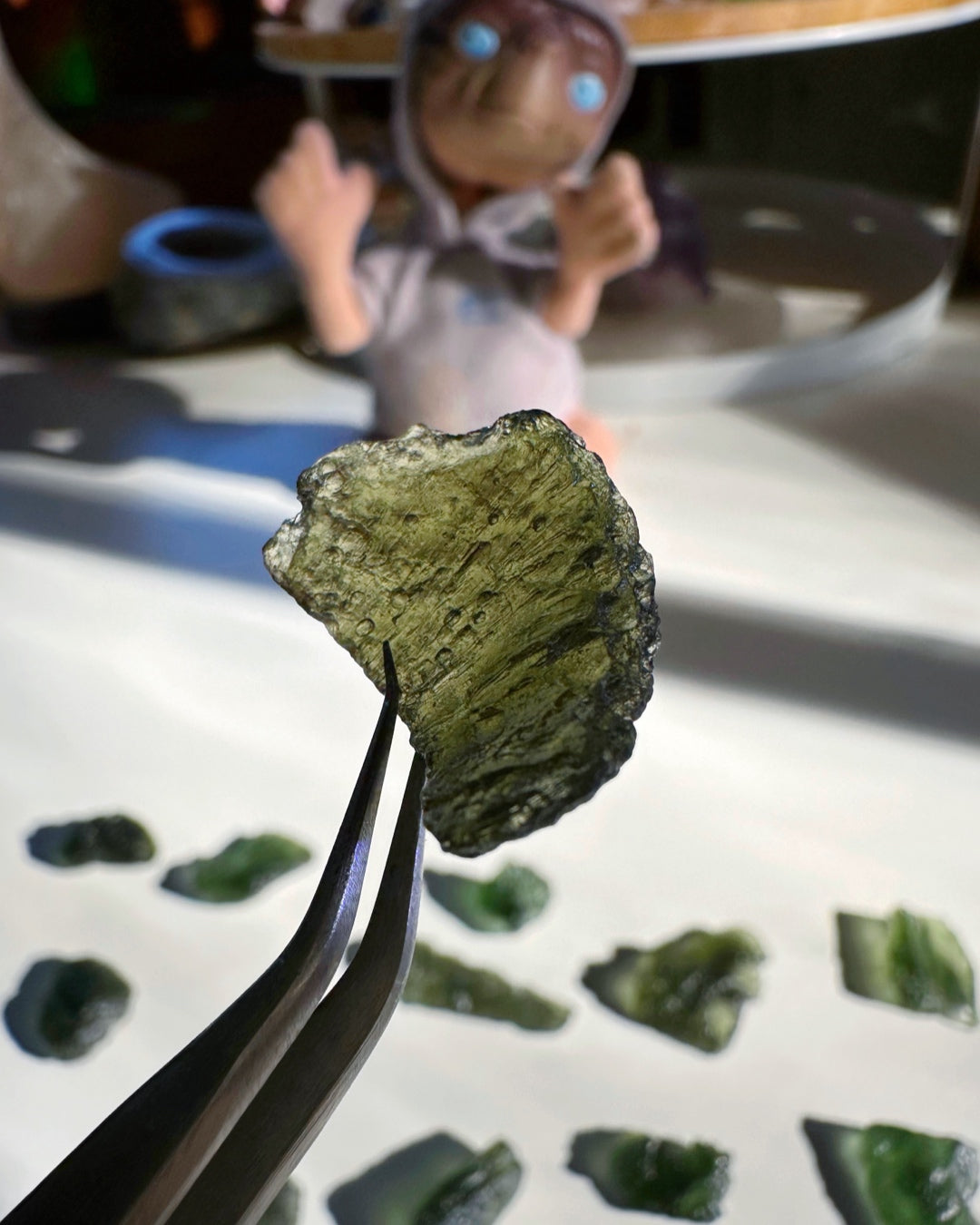 Chlum Moldavite w/ Rainbow 