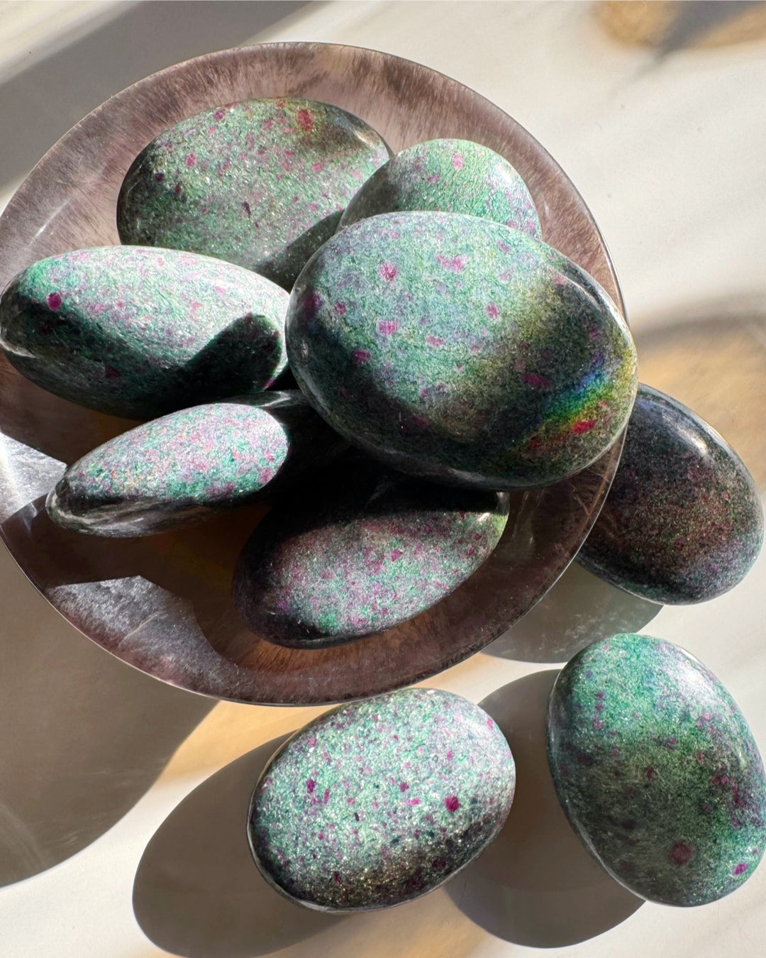 Ruby in Fuchsite with Blue Kyanite Palm Stones