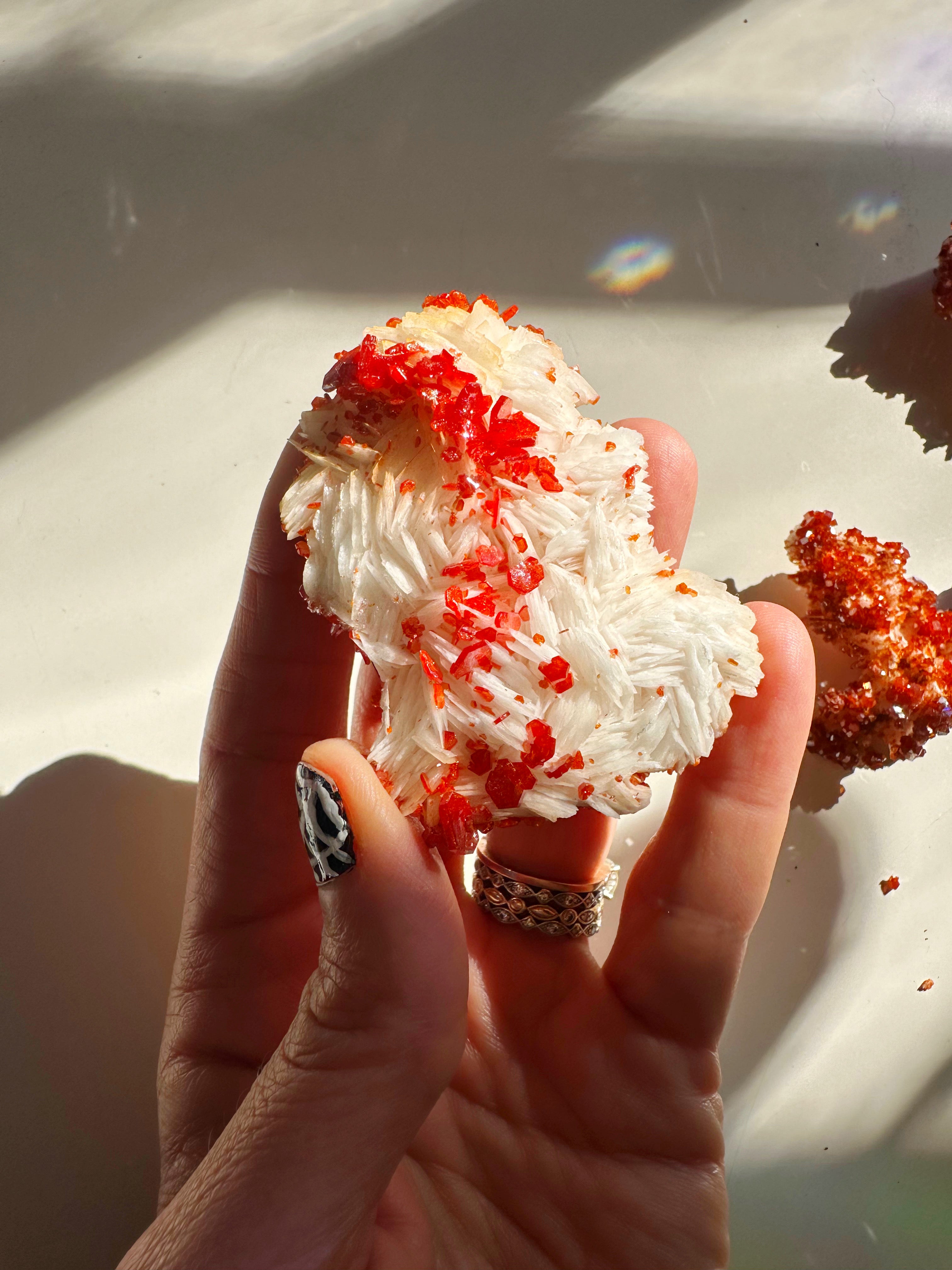 Vanadinite on Barite from Morocco - Baltic Mermaid