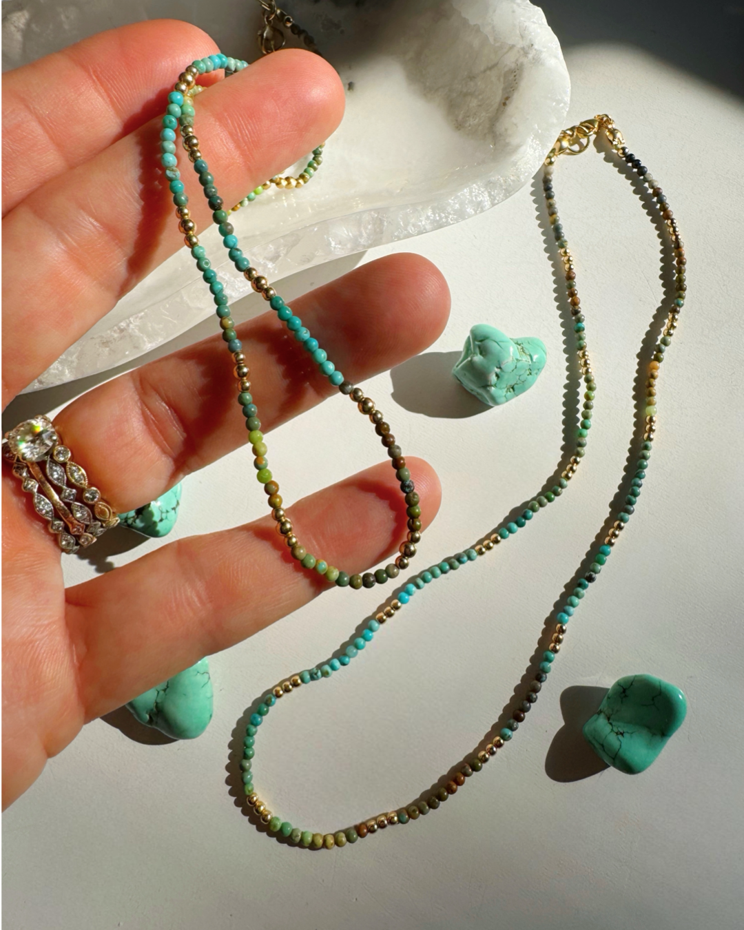 “Tiny Tina” - Turquoise Gemstone &amp; 14k GF Choker