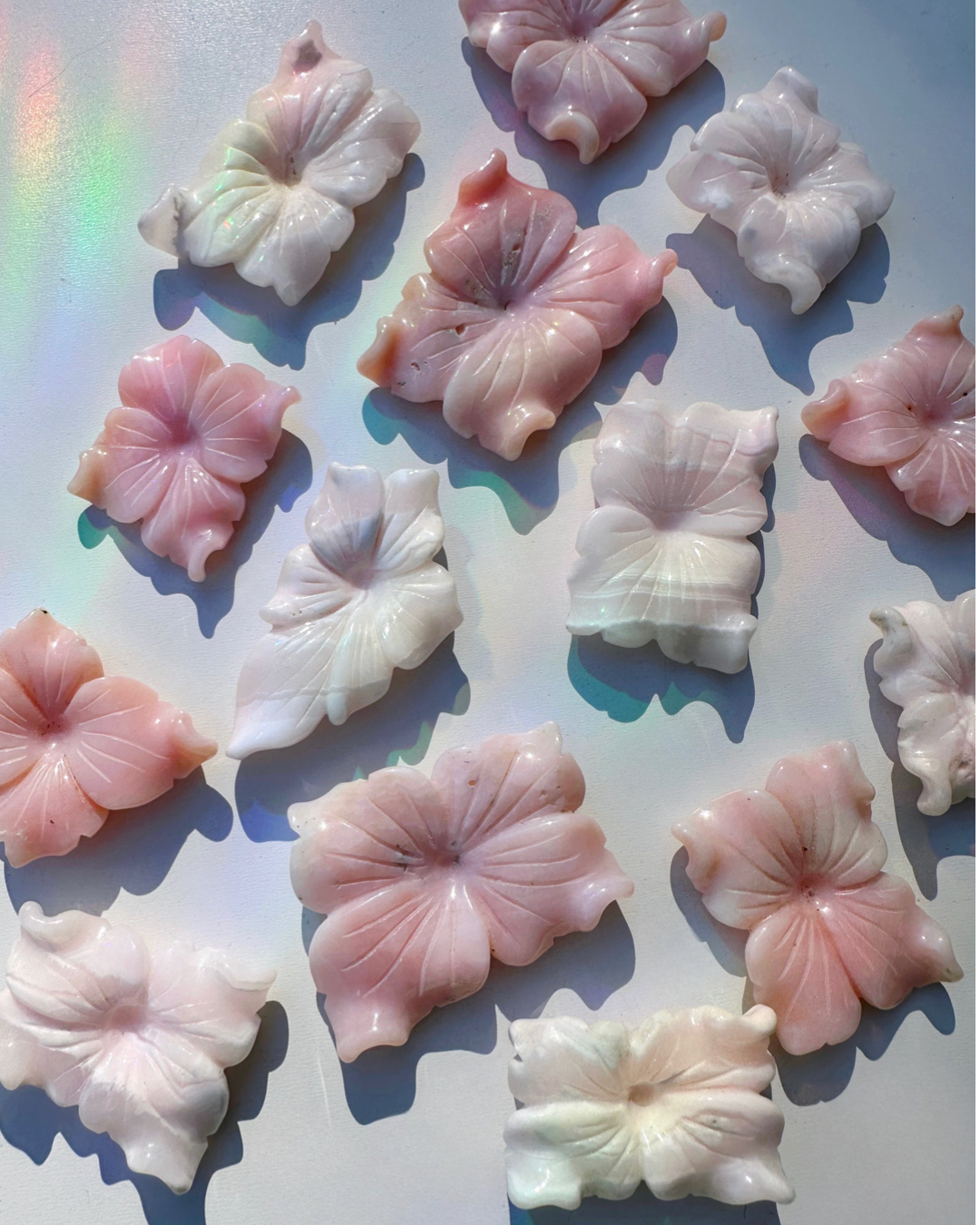 Carved Manganoan Calcite Flowers - Baltic Mermaid