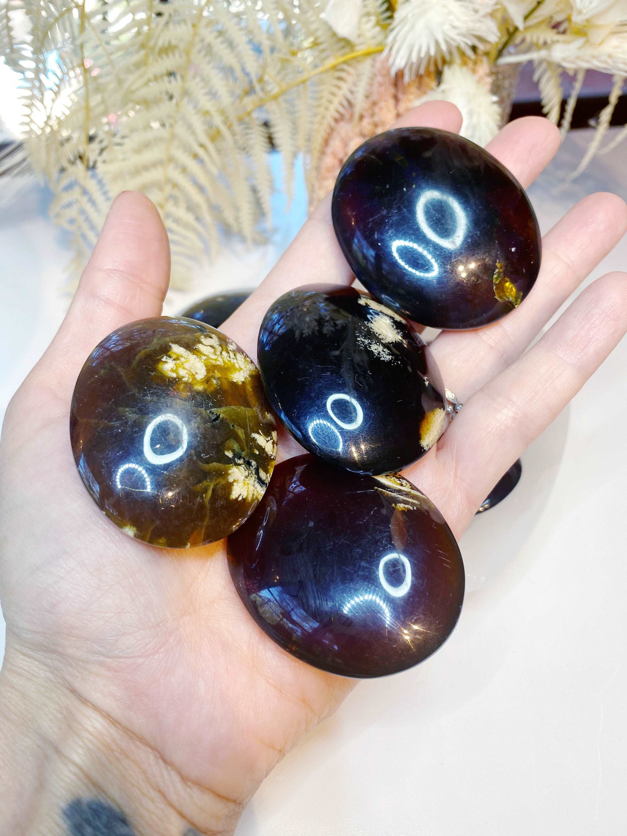 Amber Palm Stones