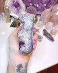 Amethyst Heart w/ Druzy Calcite Cube