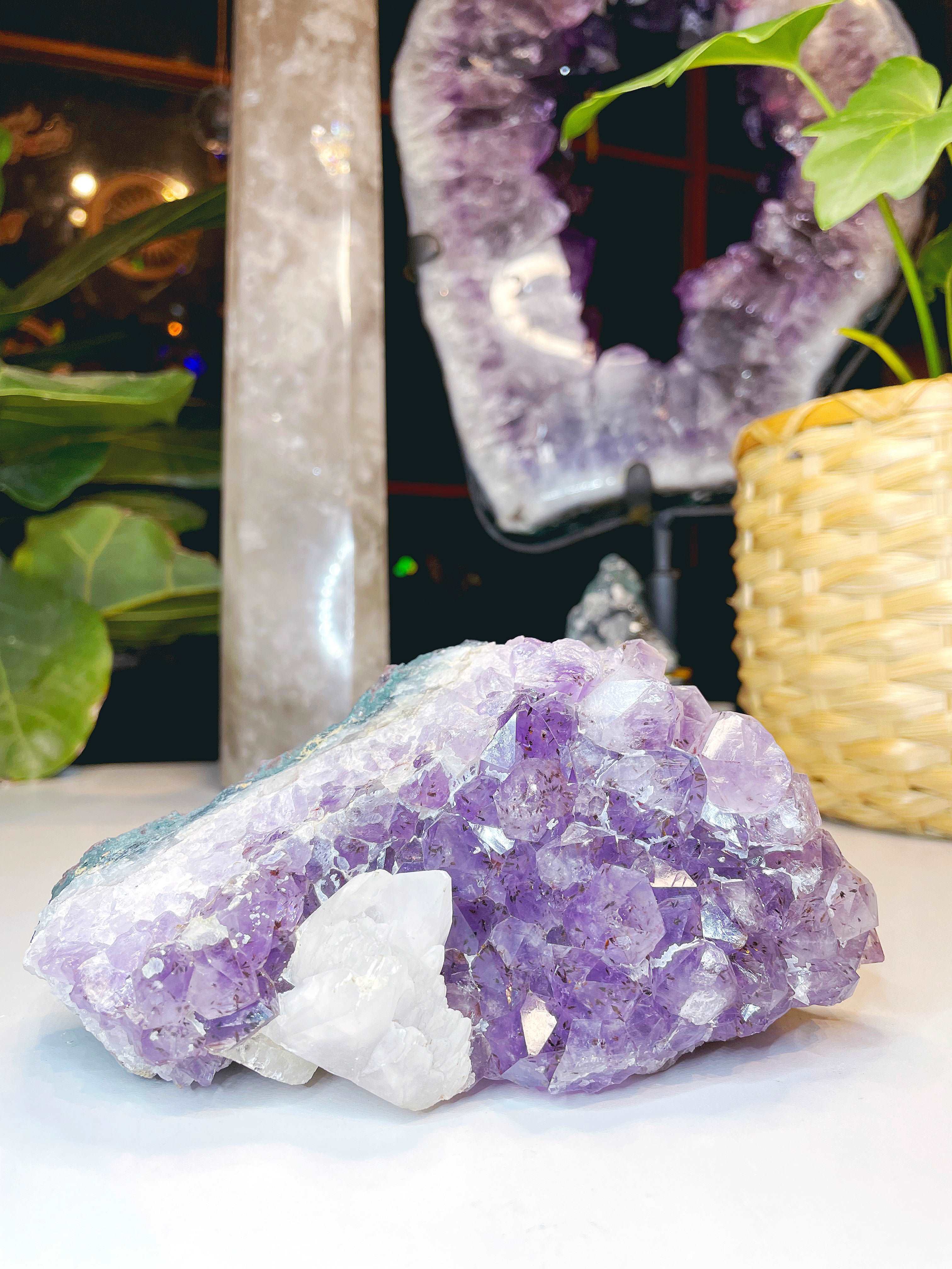 Amethyst Cluster w/ Dogtooth Calcite