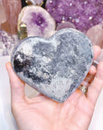 Amethyst Heart w/ Druzy Calcite Cube