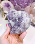 Amethyst Heart w/ Druzy Calcite Cube