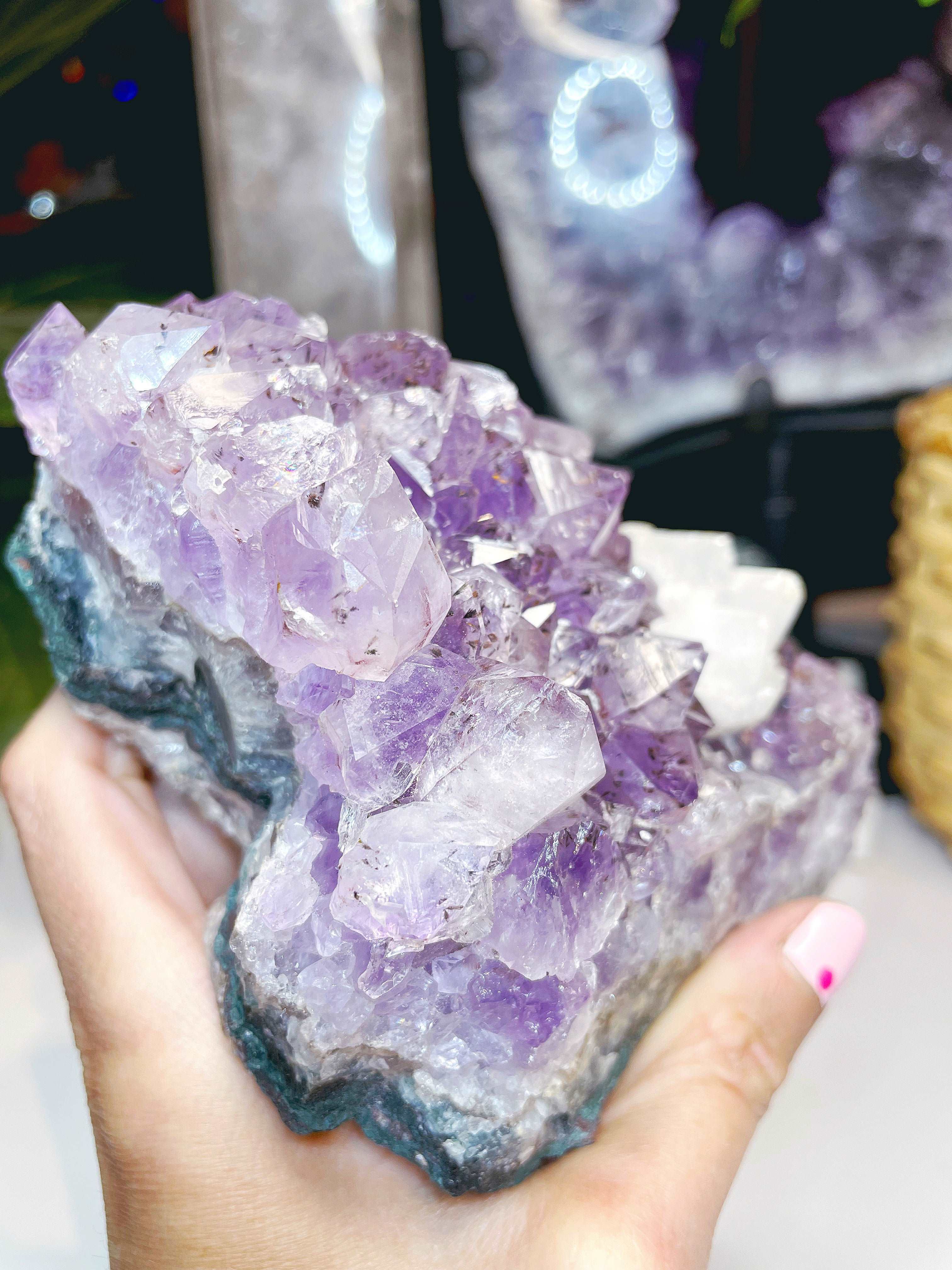 Amethyst Cluster w/ Dogtooth Calcite