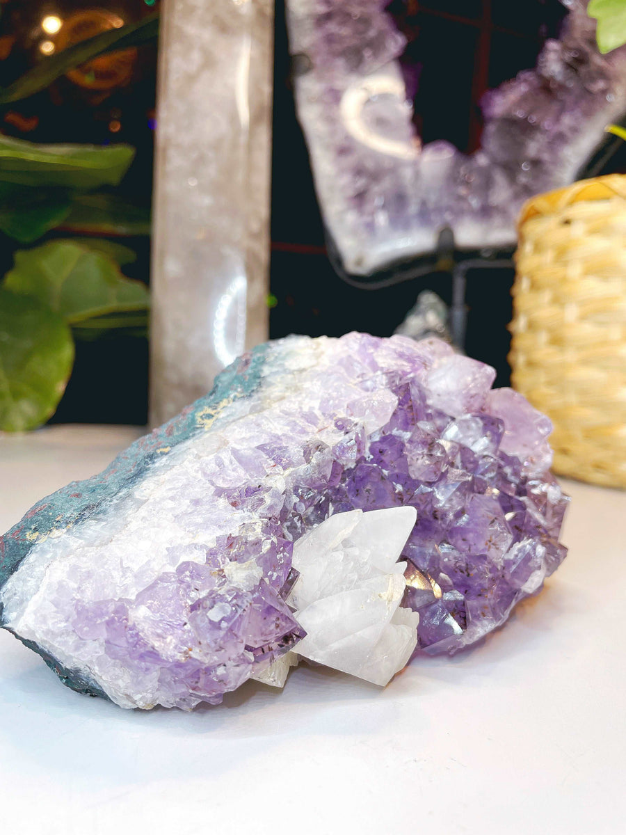 Amethyst Cluster w/ Dogtooth Calcite