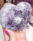 Amethyst Heart w/ Druzy Calcite Cube