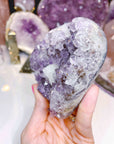 Amethyst Heart w/ Druzy Calcite Cube