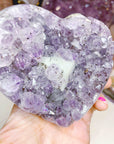 Amethyst Heart w/ Druzy Calcite Cube