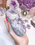 Amethyst Heart w/ Druzy Calcite Cube