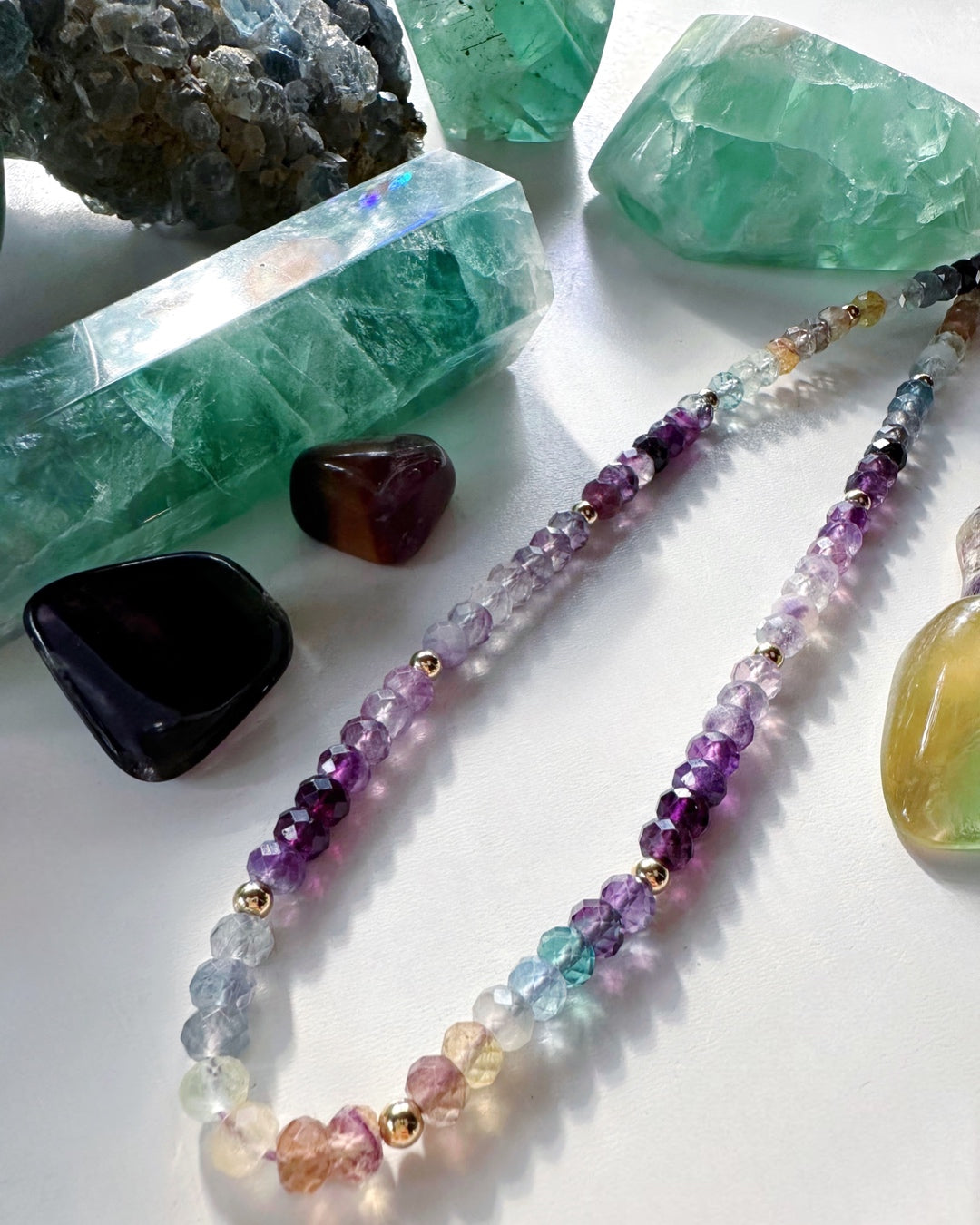 Rainbow Fluorite Candy Necklace - Baltic Mermaid