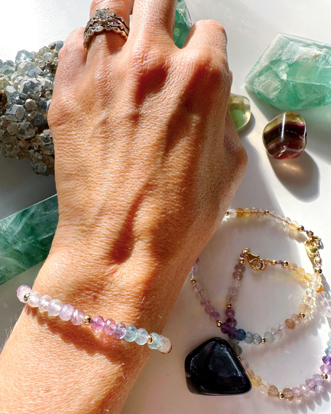 Rainbow Fluorite Candy Bracelet -RTS - Baltic Mermaid