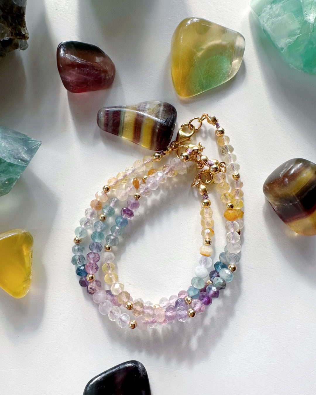 Rainbow Fluorite Candy Bracelet -RTS - Baltic Mermaid
