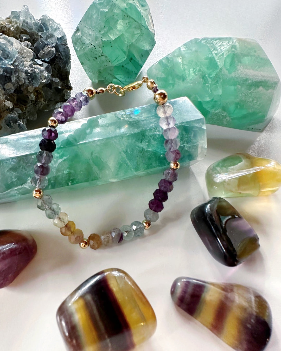 Rainbow Fluorite Candy Bracelet - RTS - Baltic Mermaid