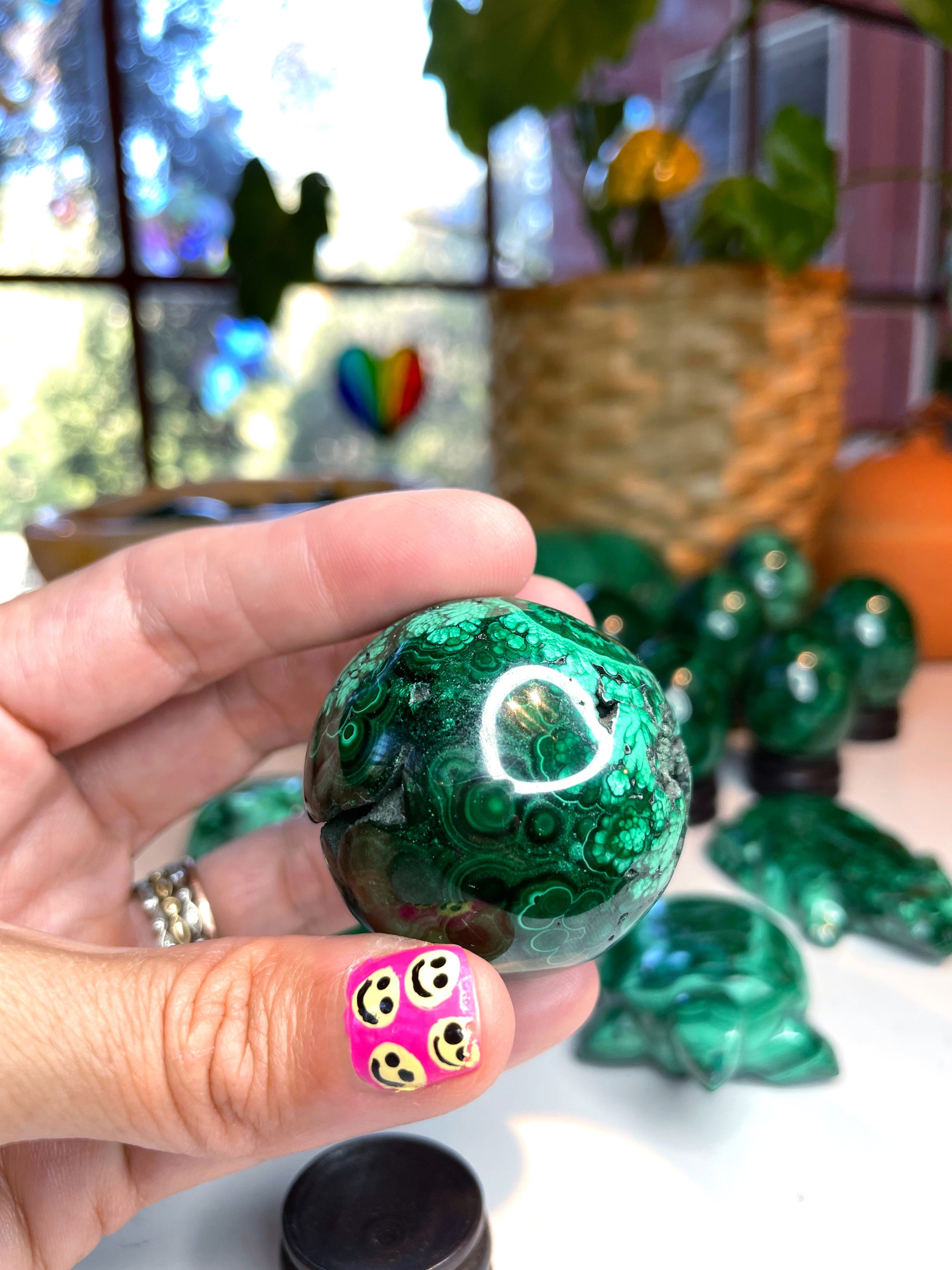 Malachite Carved Sphere