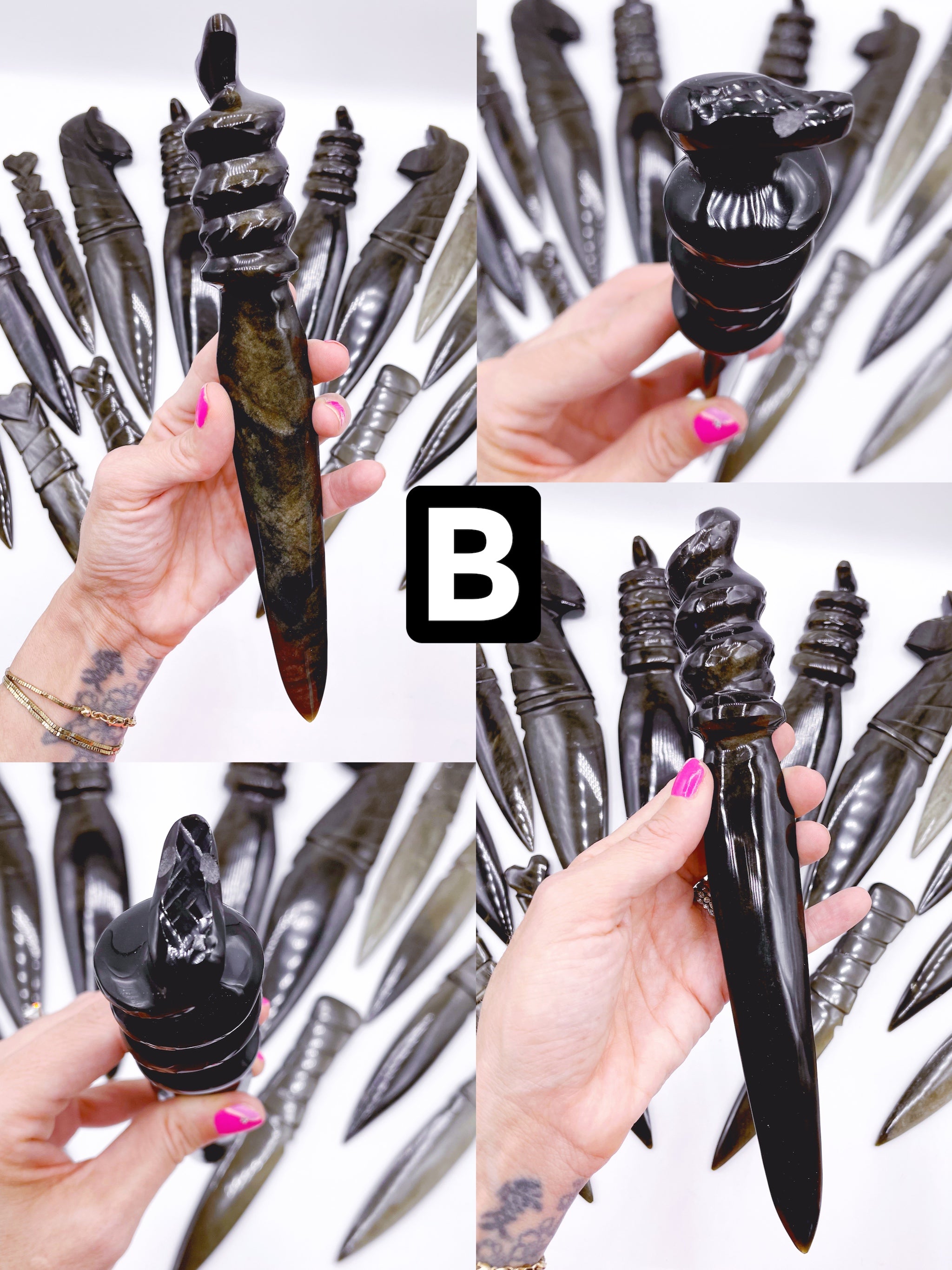 Gold Sheen Obsidian Serpent Dagger - Baltic Mermaid