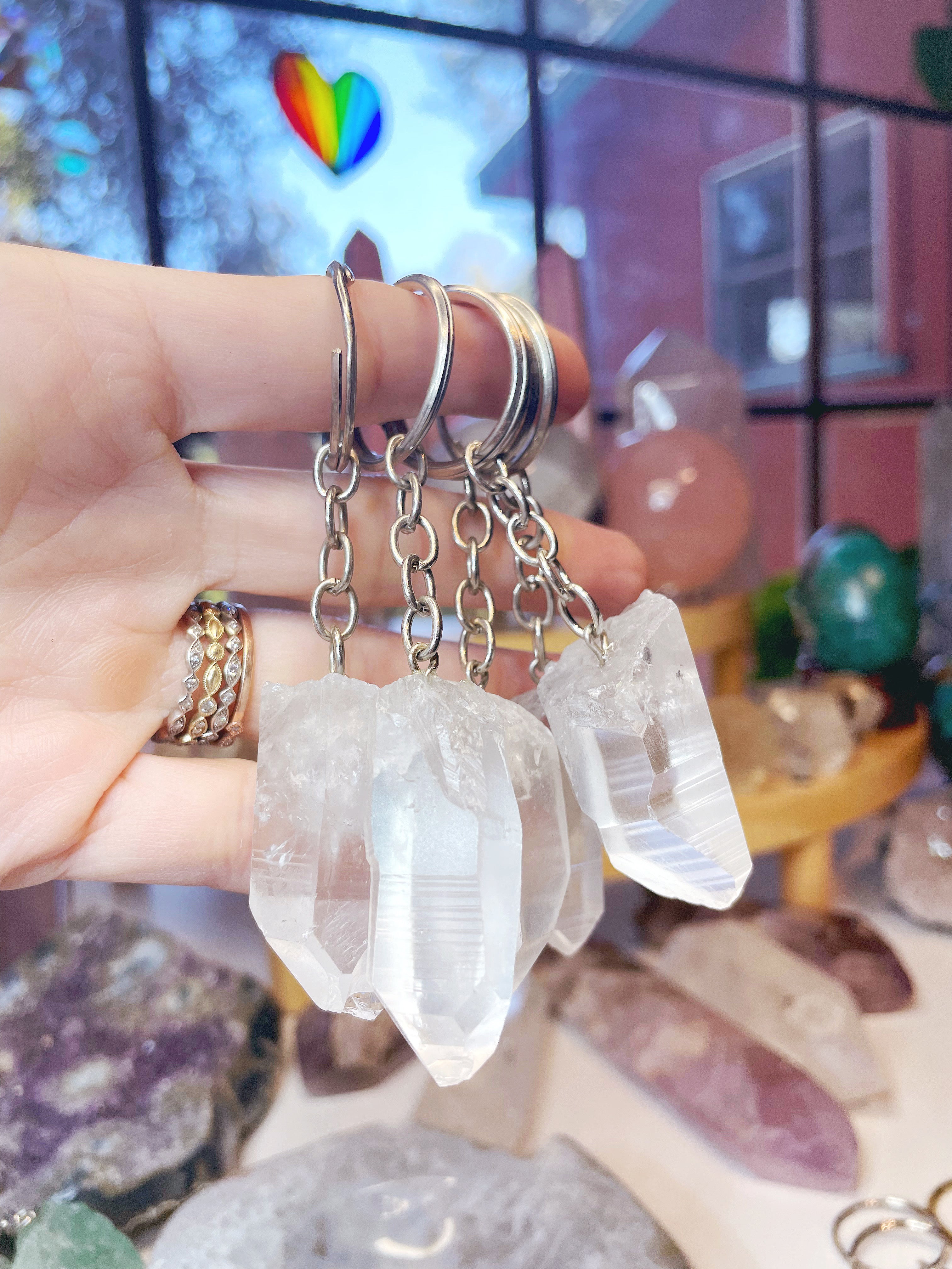 Clear Quartz Keychain - Baltic Mermaid