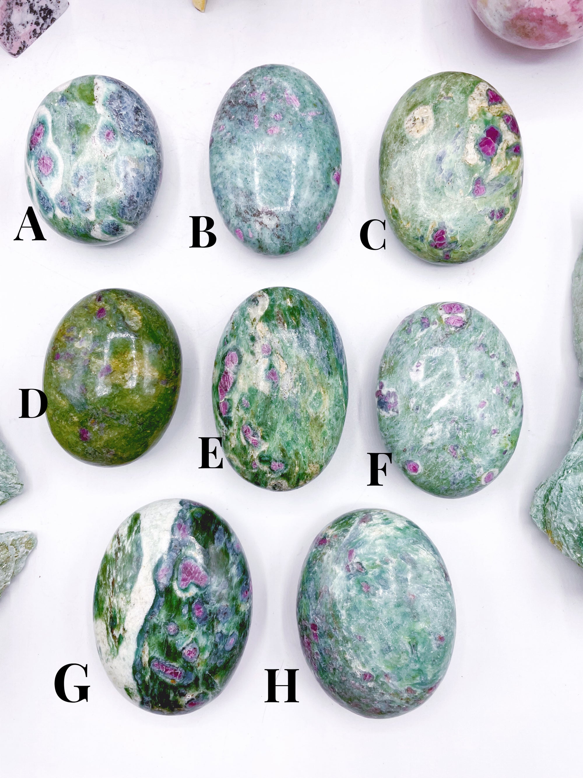 Ruby in Fuchsite Palm Stones