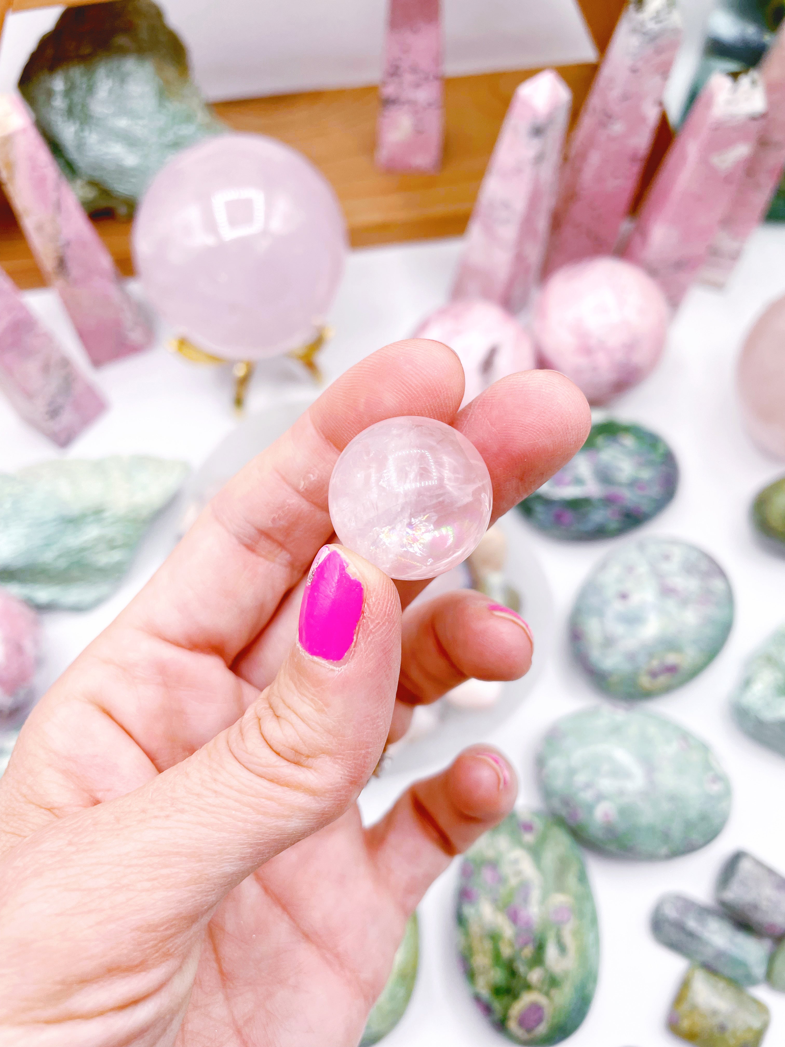 Lil Rose Quartz Spheres - Baltic Mermaid