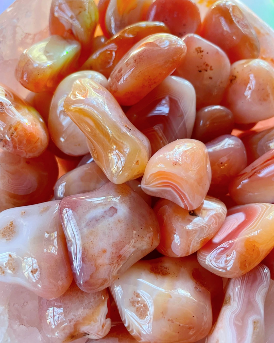Carnelian Banded Agate/ Apricot Agate Tumbled Stones AAA - Baltic Mermaid