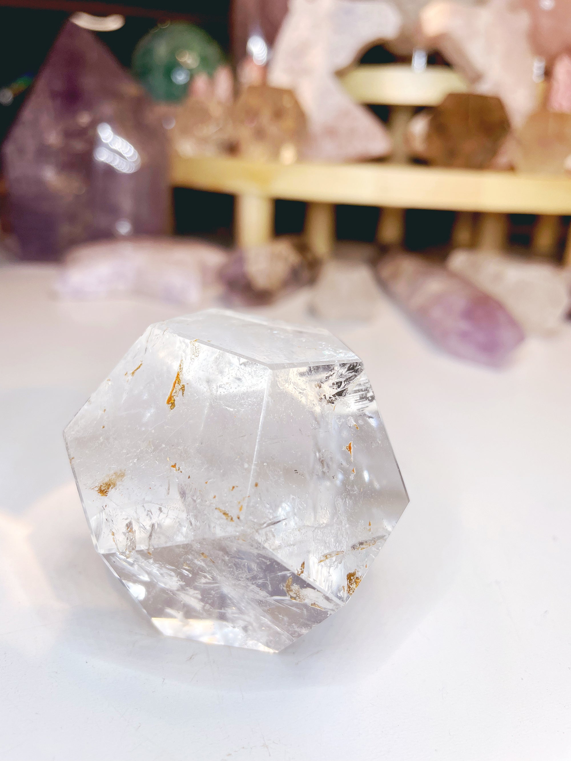 Clear Quartz Dodecahedron w/ inclusions.