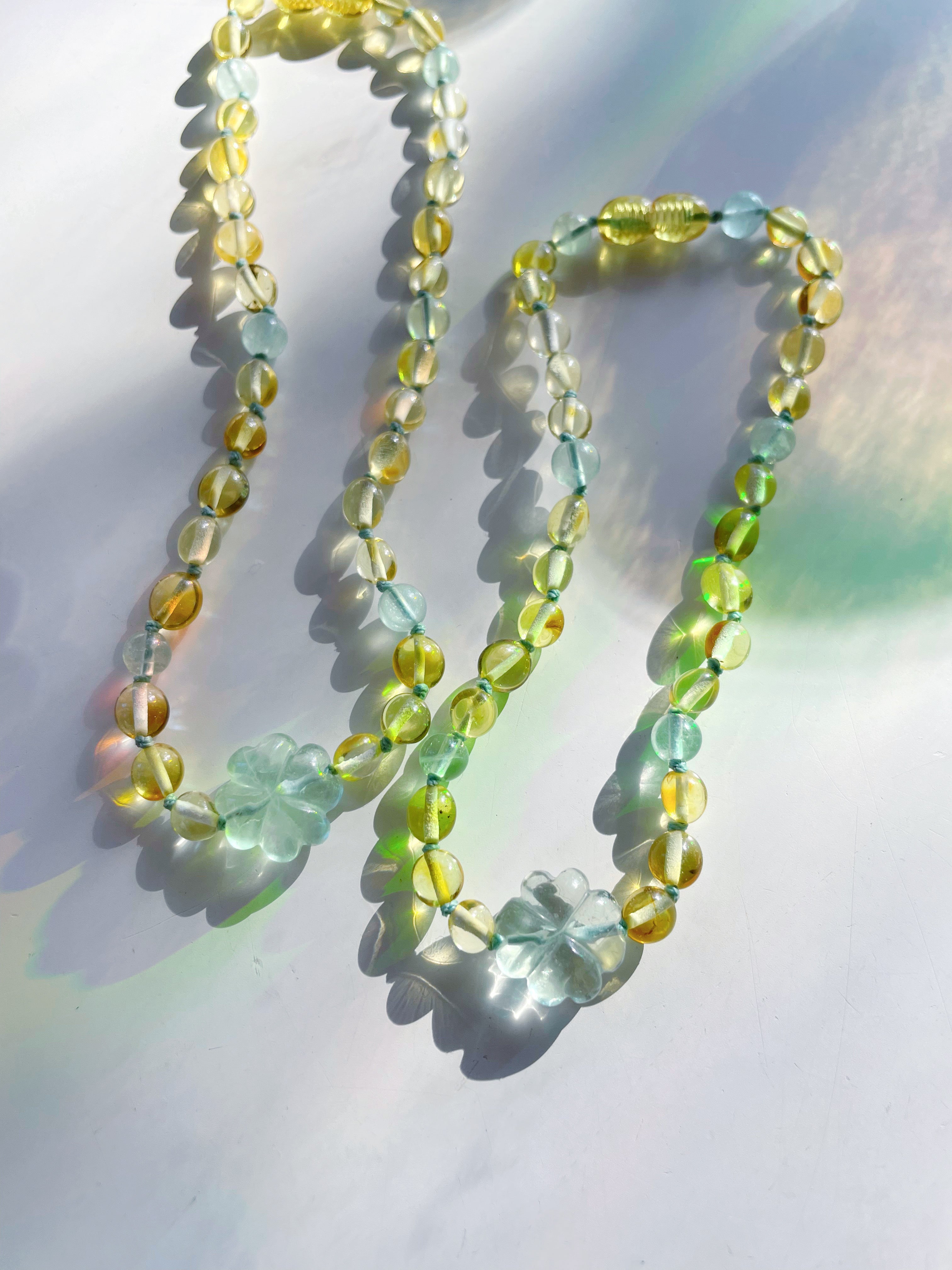 Lucky Clover Amber Necklace - Baltic Mermaid