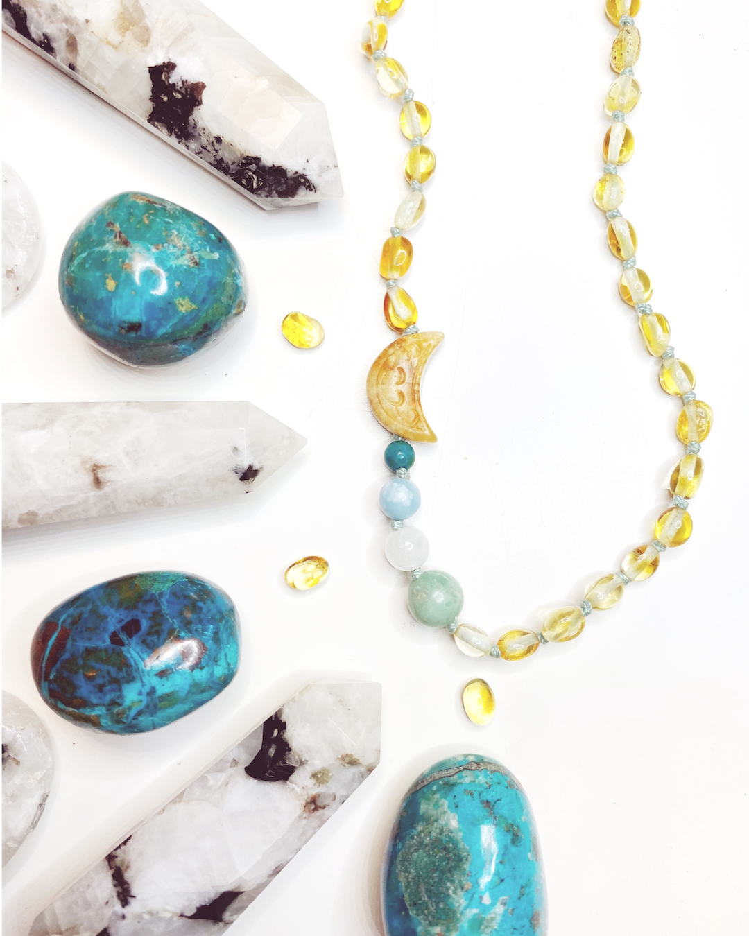 “MoonBeam” Baltic Amber & Gemstone Necklace - Baltic Mermaid