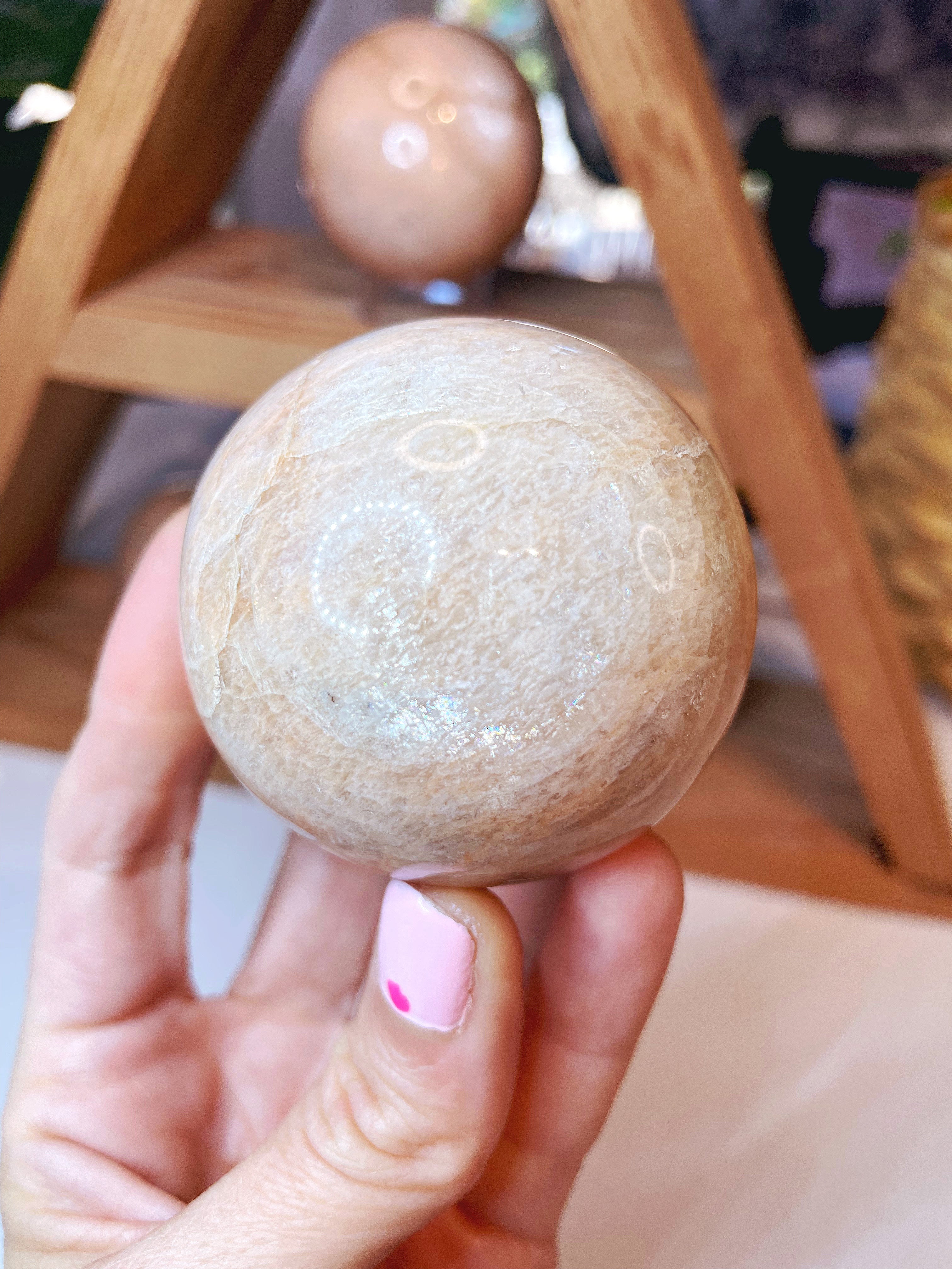 Peach Moonstone Spheres - Baltic Mermaid