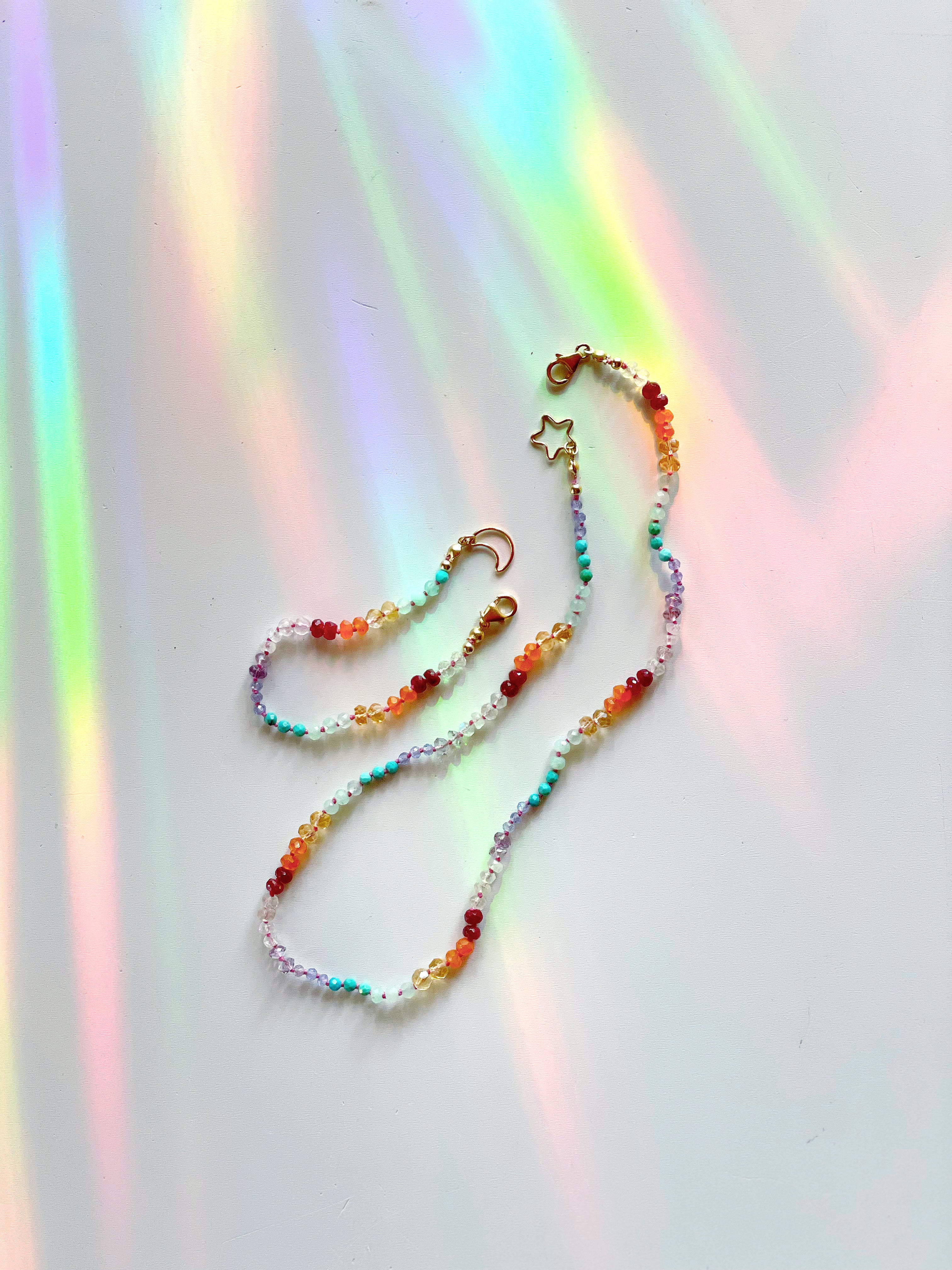 Rainbow Star Gemstone Candy Necklace - Baltic Mermaid
